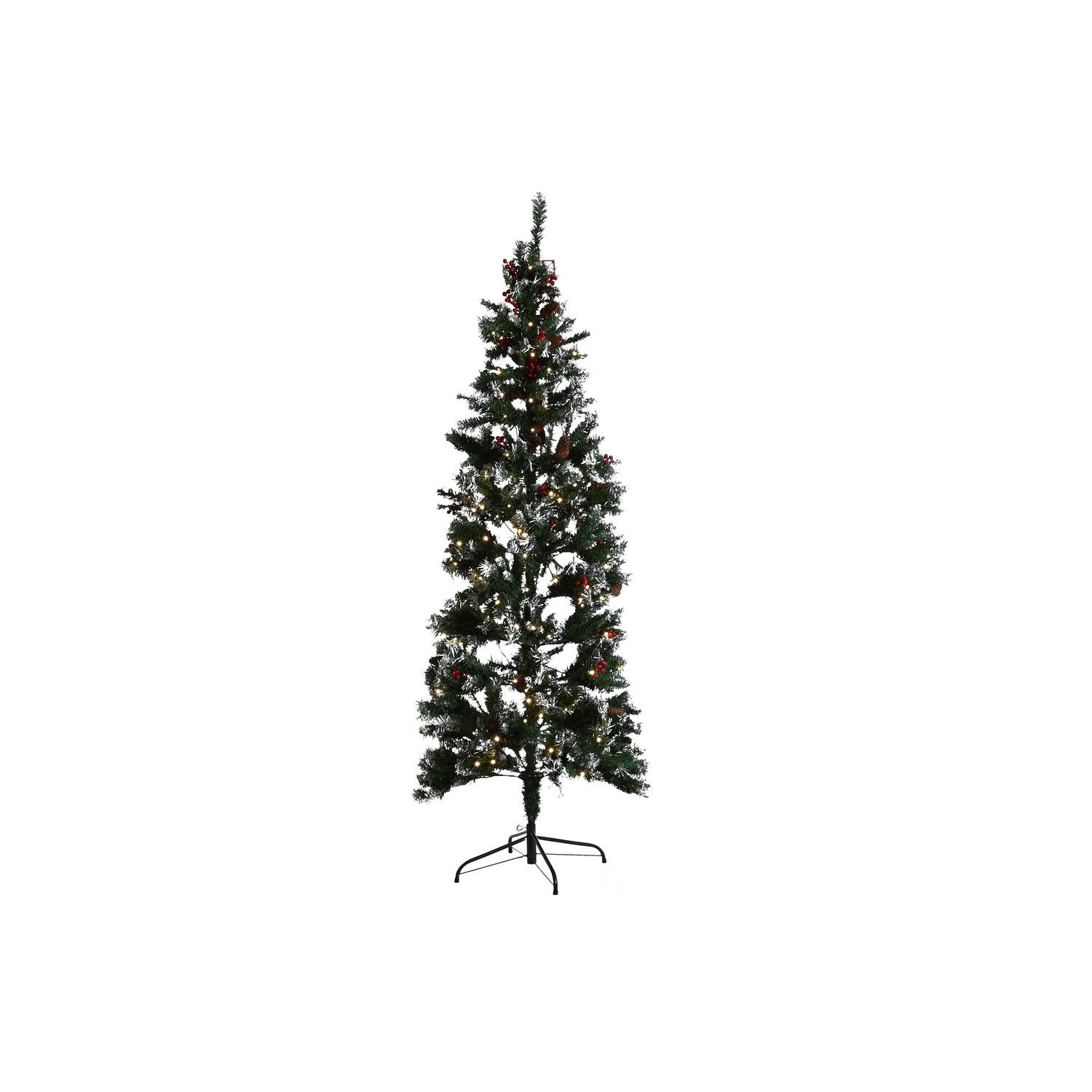 Arbol Pe Metal 70X70X210 300Led Verde, Decoracióna de navidad para todos los hogares, Navidad Tradicional Snowy Red Forest
