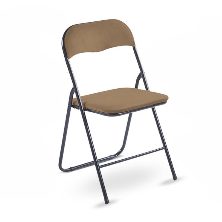 ORION91oficial® - Silla Plegable | ELARA | Terciopelo | Color Camel | Asiento Acolchado | Comedor | Oficina | Salón | Teletrabajo | Cocina - spaziOrion91