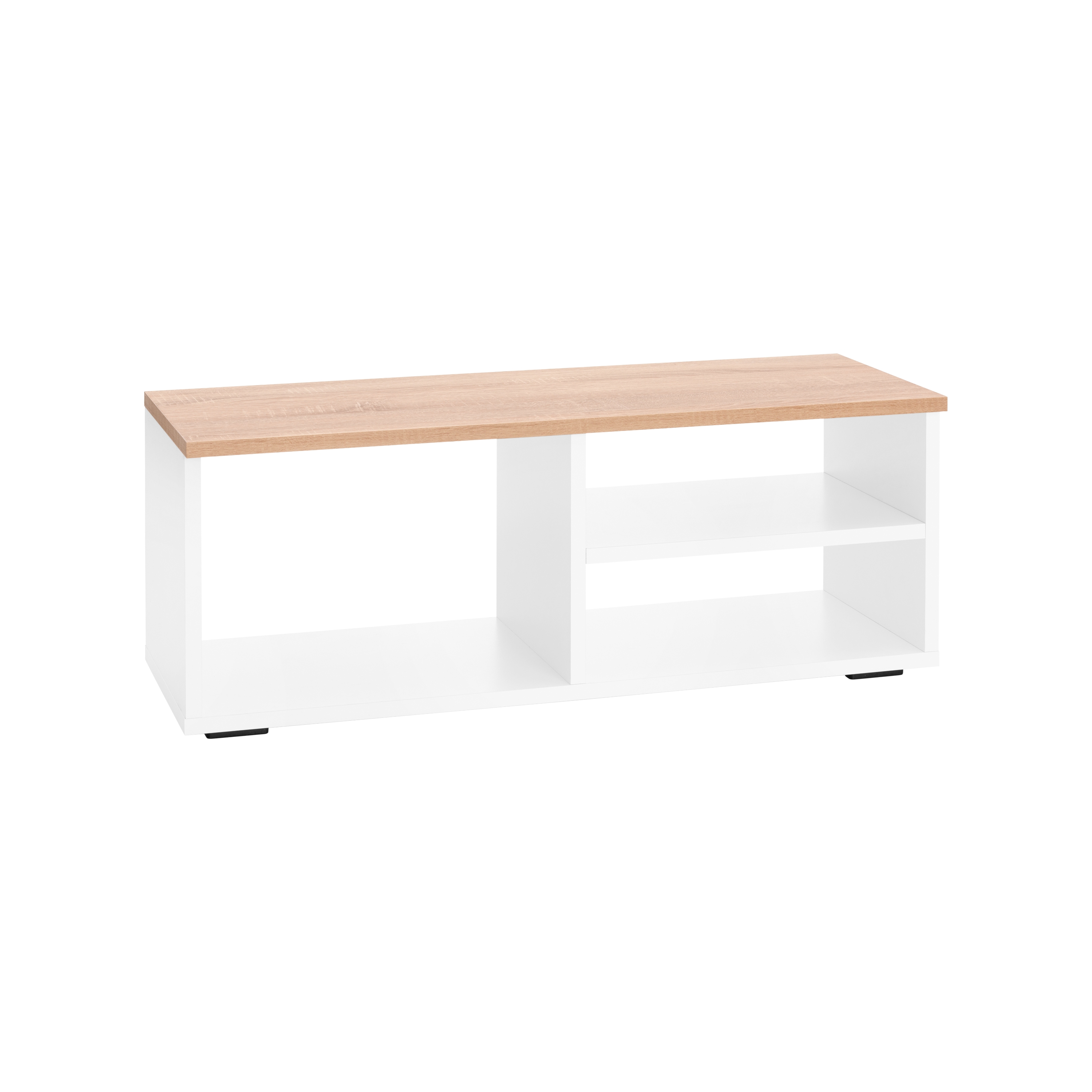 Myoshome - Mueble TV Blanco Nórdico, Mueble TV Salón Moderno y Funcional, Mesa para TV con Almacenamiento, Ideal para Muebles de Salón, Mesa Tv Moderna, Color Blanco Roble Sonoma, 90 x 30 x 35 cm. Ona