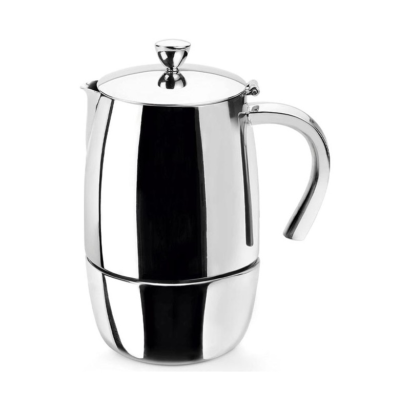 LACOR Cafetera Profesional Inox Luxe Lacor | Cafetera Italiana 10 Tazas Inducción | Cafetera Espresso | Apta para todo tipo de cocinas