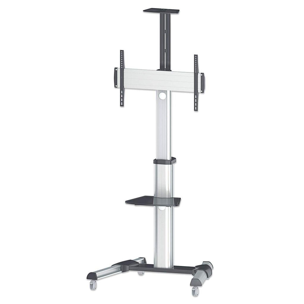 Manhattan 461245 - Soporte Universal Multimedia para televisores de 37" a 70" (Soporte para cámara de hasta 50 kg y Estante AV extraíble), Color Negro y Plateado