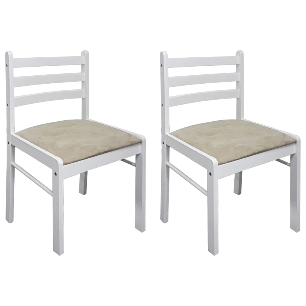 vidaXL Sillas de comedor 2 uds madera maciza caucho terciopelo en color Blanco/Marrón | cómodas modernas ergonómicas para comedor cocina salón hogar