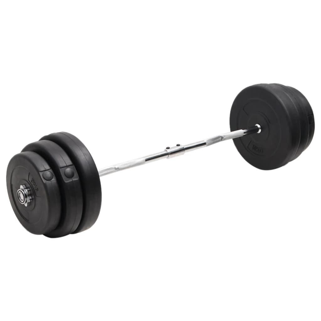 vidaXL Mancuerna con Barra Curvada y Cuatro Discos Pesas de Musculación Peso 30 kg, 60 kg, 90 kg