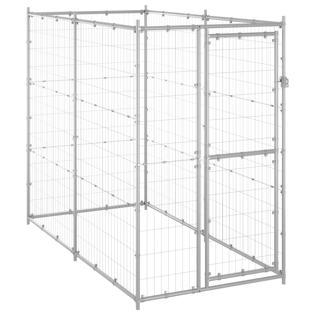 vidaXL Perrera de Exterior de Acero 110x220x180 cm Jaula Cachorro Mascota Color Negro,  Plateado, y mas