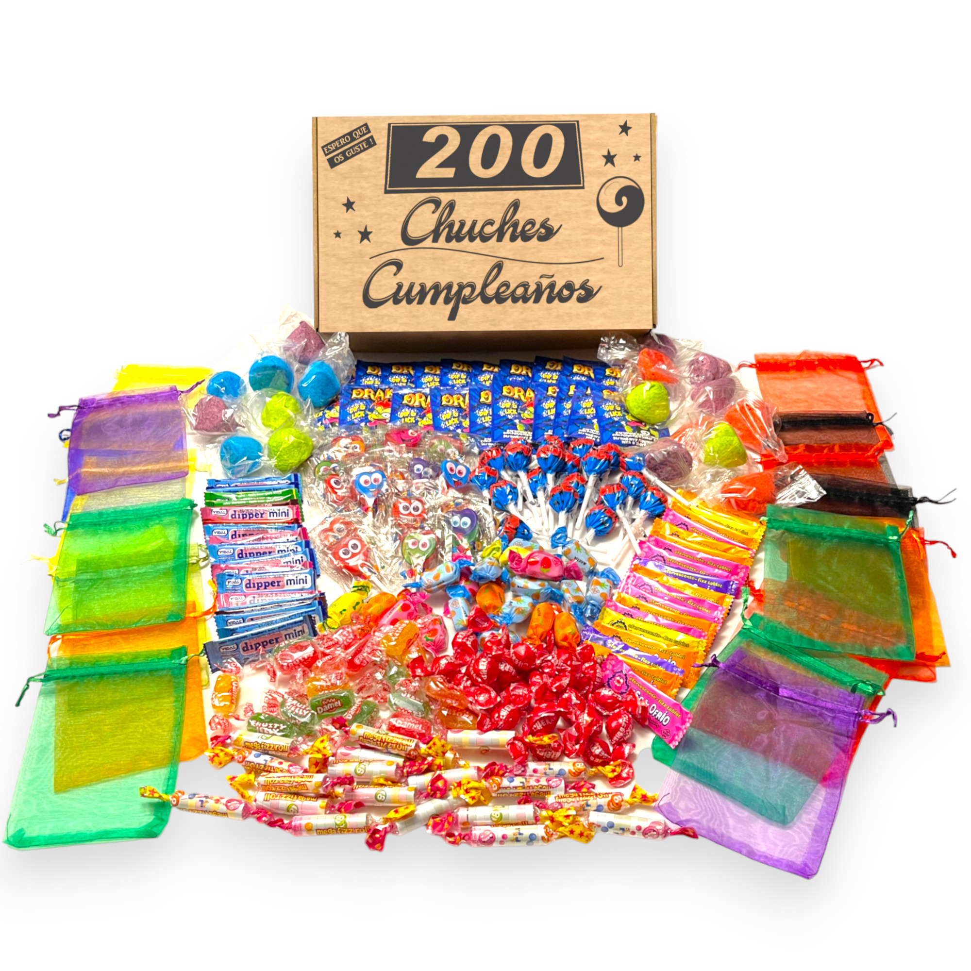 Chuchify: Pack de 10 bolsitas de chuches de cumpleaños preparadas