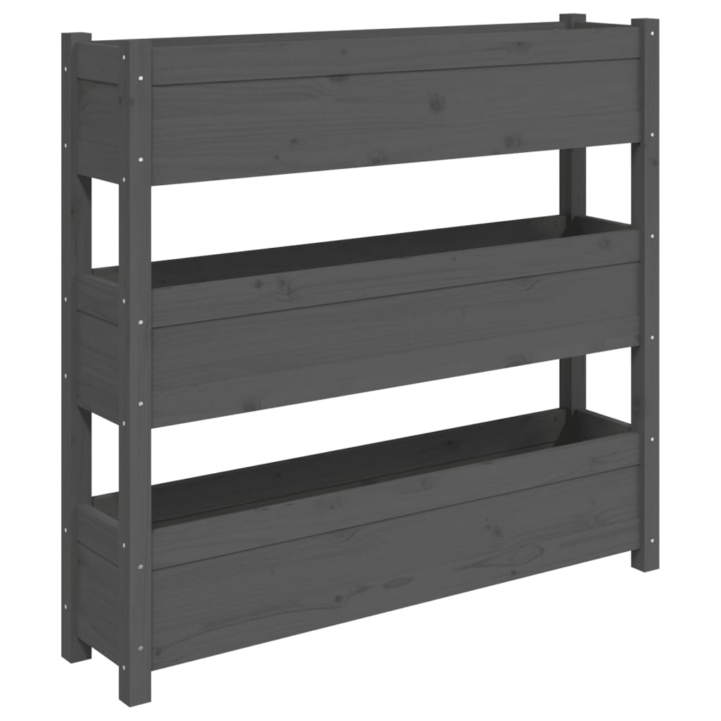 vidaXL Jardinera de madera maciza de pino 112x25x104,5 cm Color Natural,  Blanco,  Gris y mas