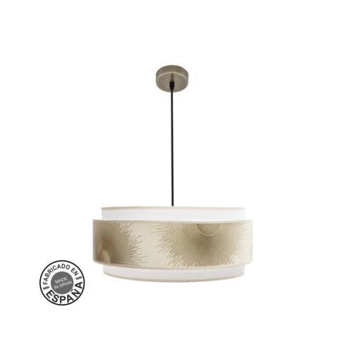 Colgante Nepal 3P 3xe27 Cuero/blanco/oro Regx50x50 Cm