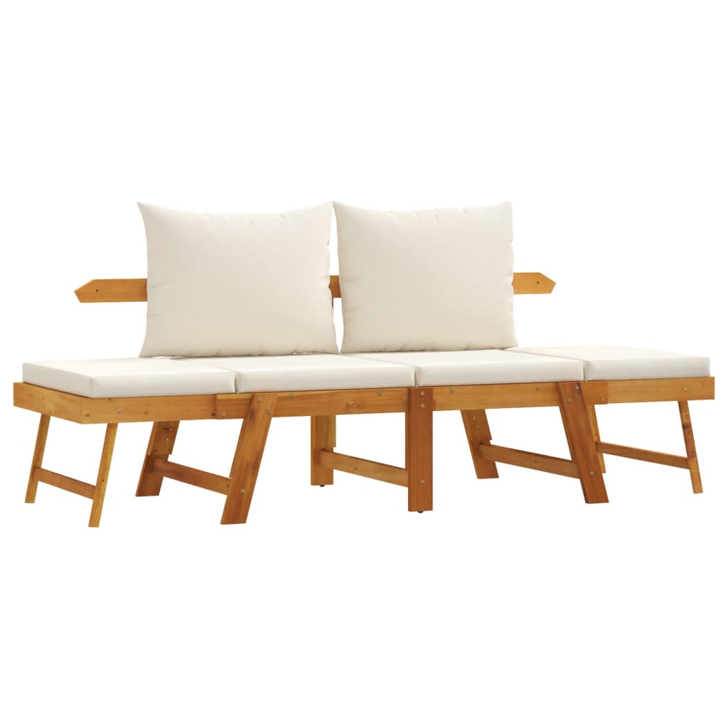 vidaXL Banco de jardín con cojines 2 en 1 madera maciza de acacia