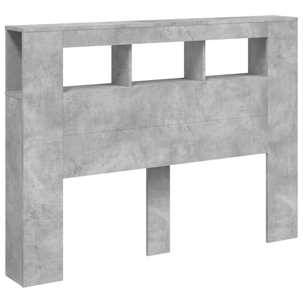 vidaXL Cabecero LED madera ingeniería gris hormigón 140x18,5x103,5 cm