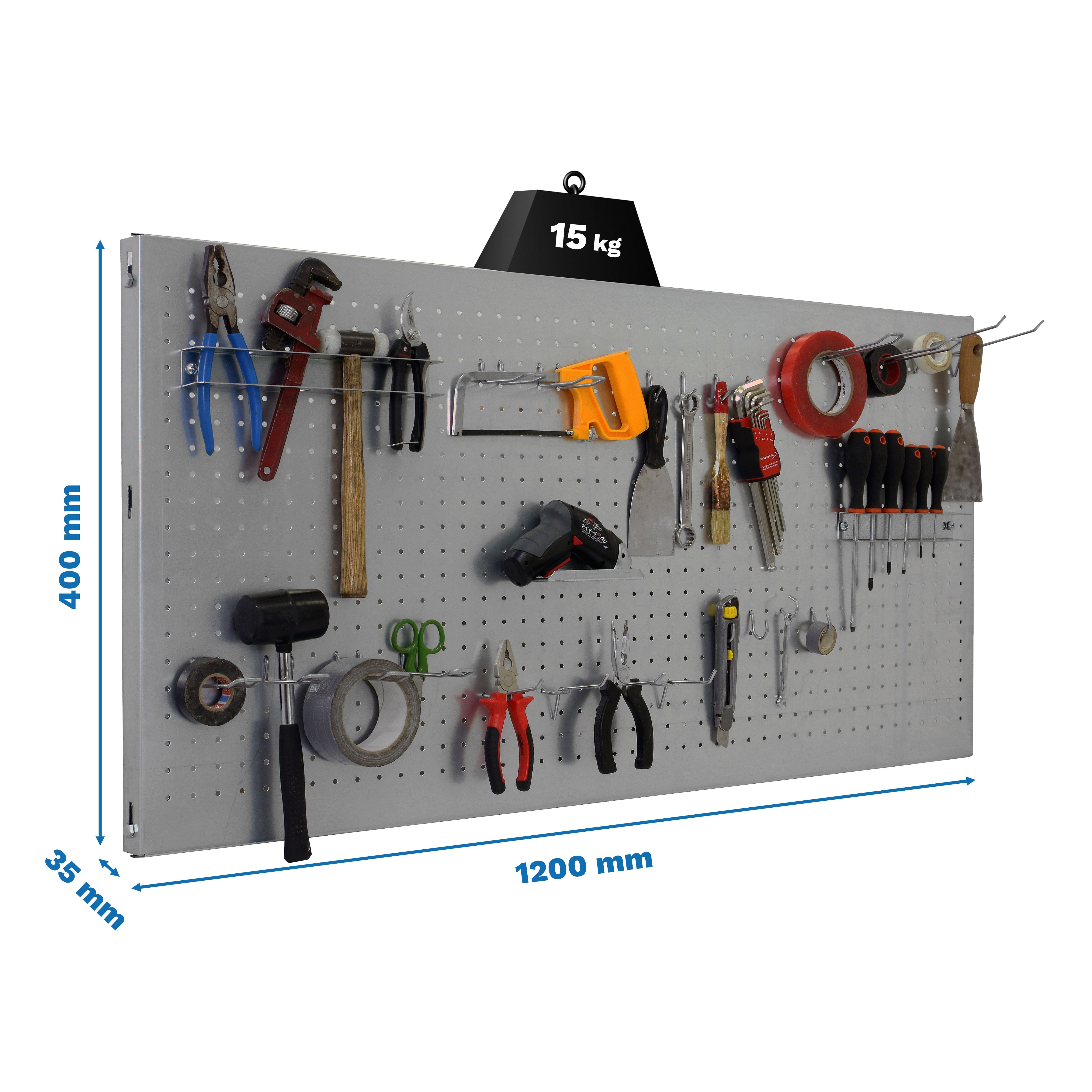 Estantería SIMONRACK Panelclick 1200x400 gris + 22 hook + 3 acce