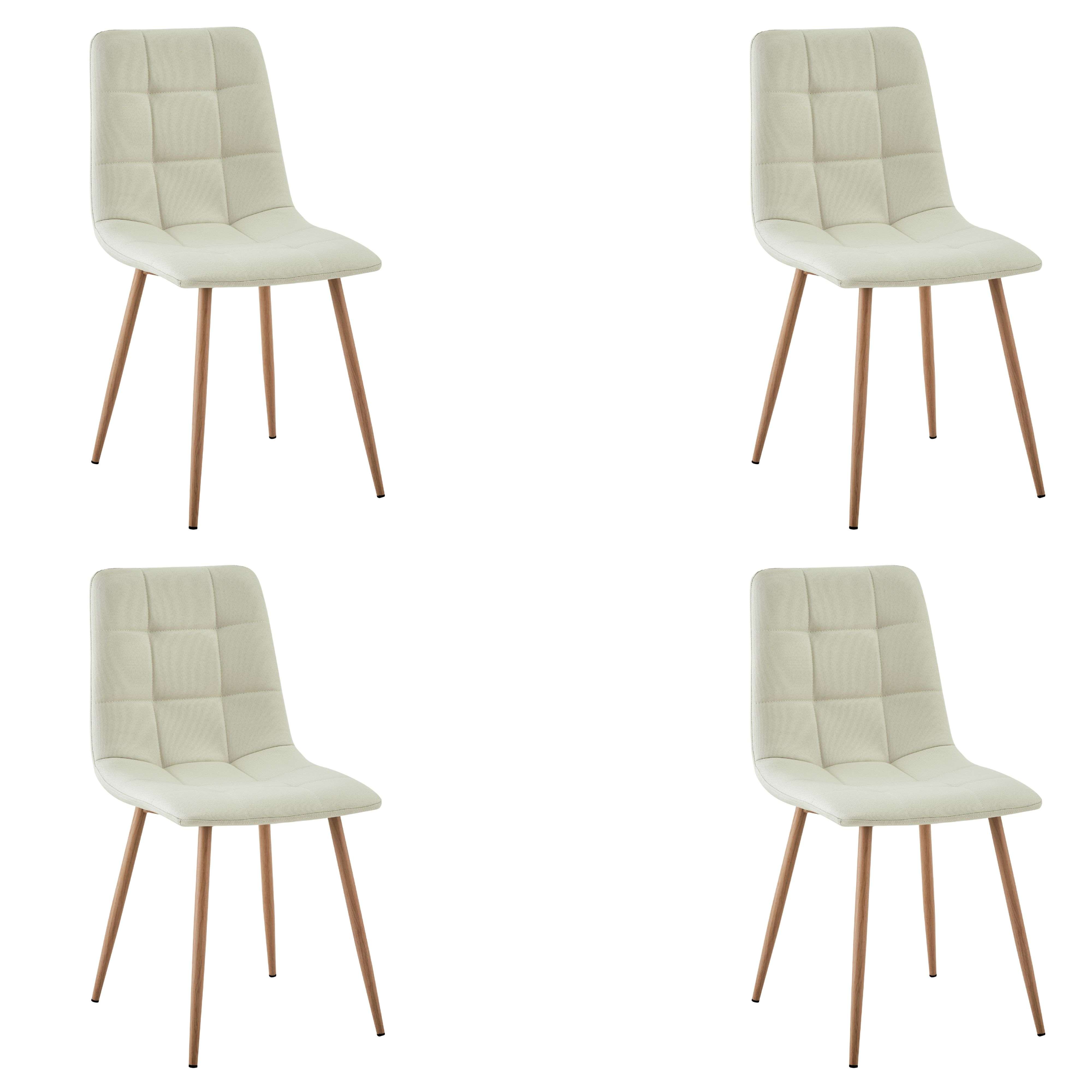 Miroytengo Juego de Sillas Comedor Portland, Sillas Tapizadas con Tela Beige y Patas Roble Metal 43x88x48 cm