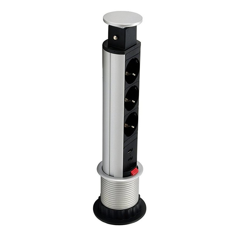 Equipment 333304 Pop-up power strip for table 3 outlets 2 usb