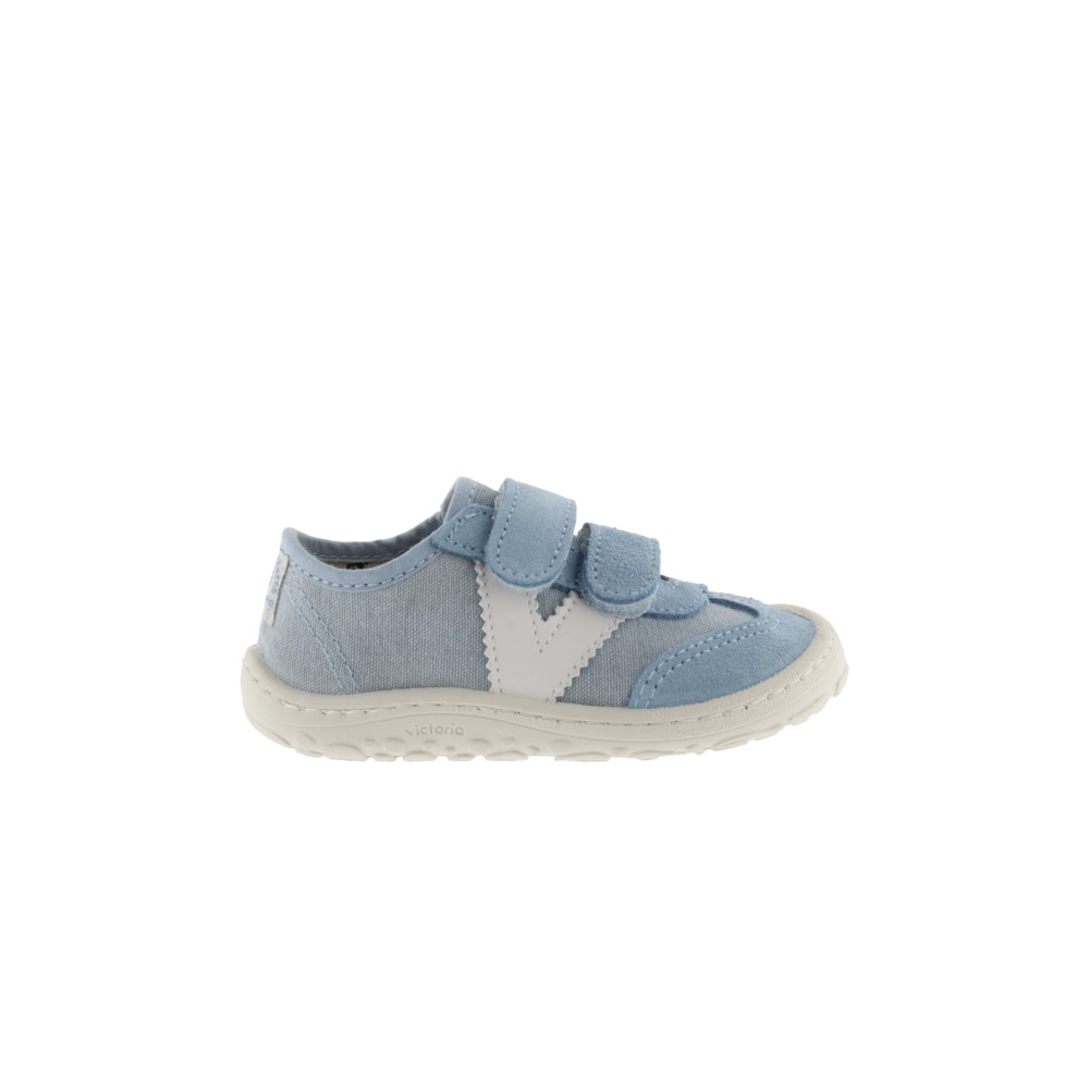 Victoria Bosco Zapatillas respetuosas barefoot de lona con piezas de serraje al tono y doble cierre adherente 1370128