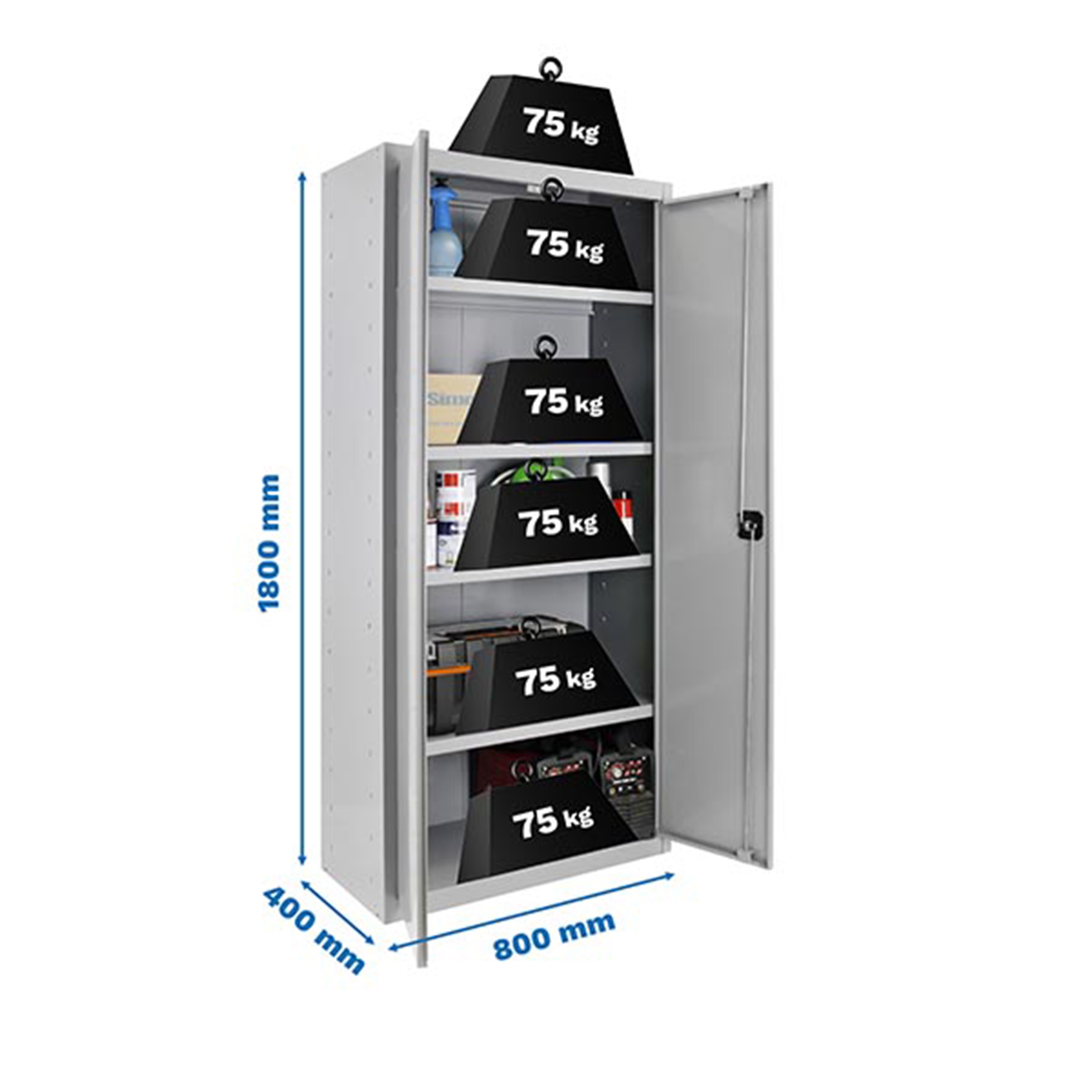 Estantería SIMONRACK Simonlocker prof.dism.multi. 180x80x40 2/4 gris