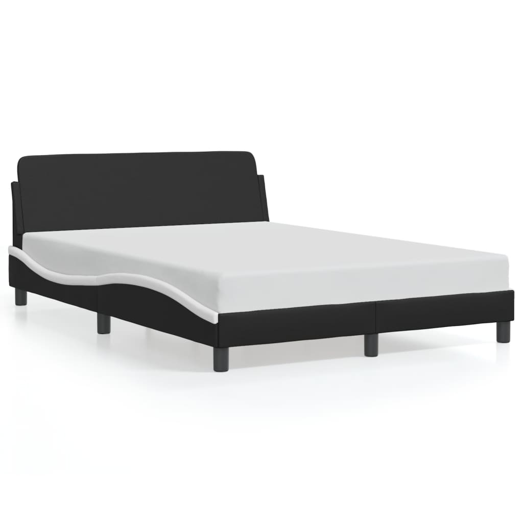 vidaXL Estructura de cama Dover cuero sintético negro blanco 120x200 cm