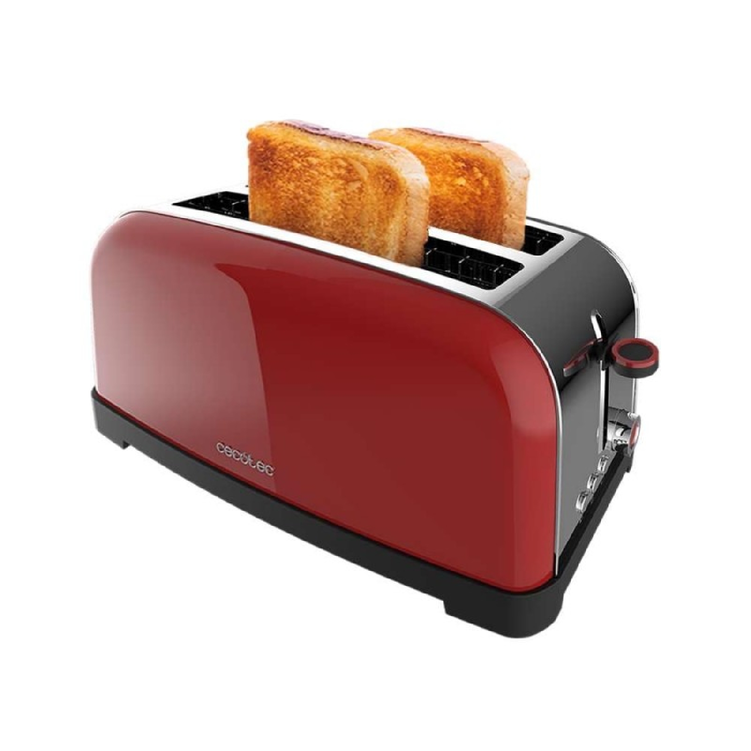 Cecotec Tostador vertical Toastin' time 1500 Red Lite, 1500W de Potencia, Capacidad para 4 Tostadas
