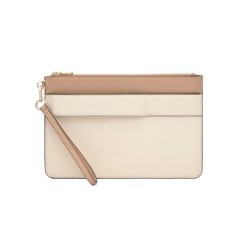 Bolso de Mano Tous Audree Saffiano Beige y Arena 2002360901