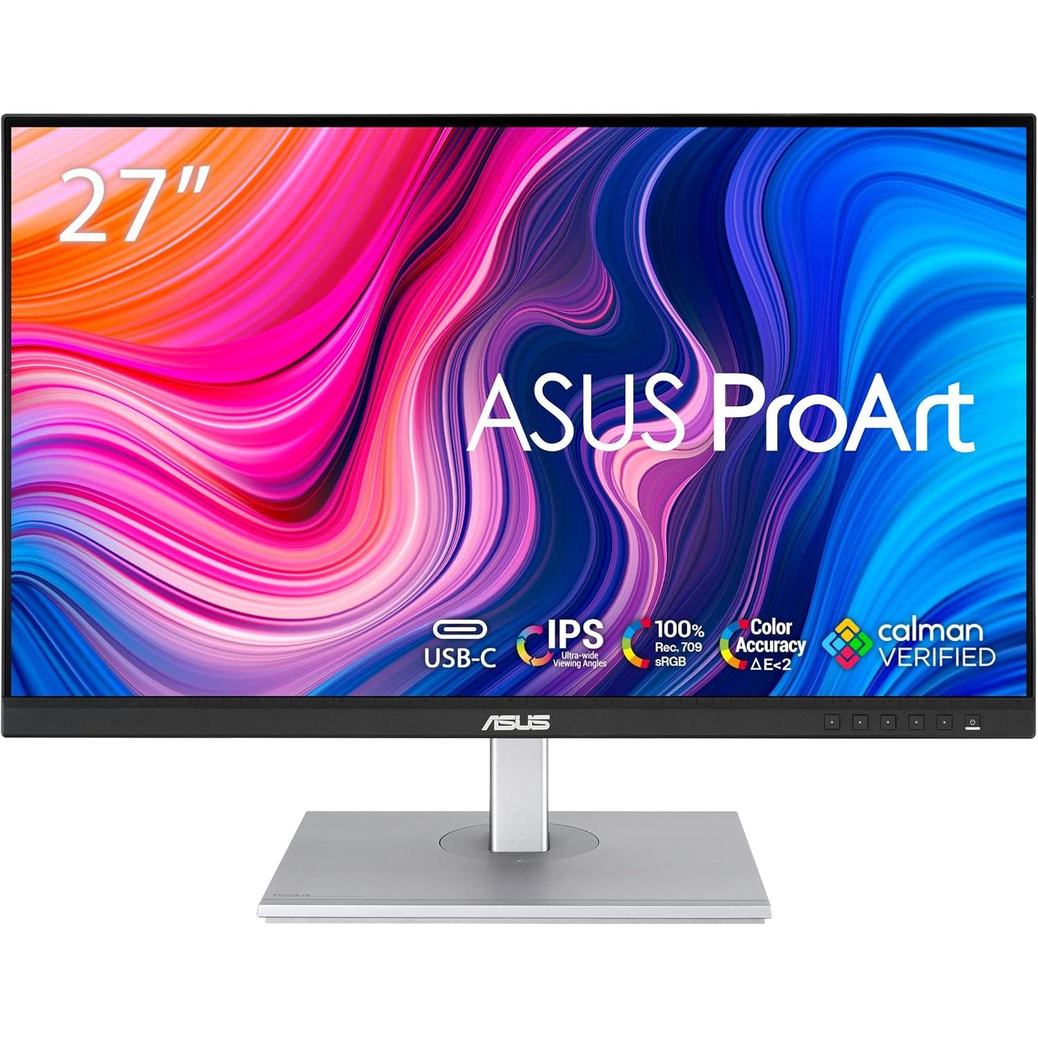 ASUS ProArt PA278CV - Monitor Profesional de 27 " WQHD (2560x1440, IPS, 100 % sRGB, 100 % Rec.709 , Calman, ProArt Preset, ProArt Palette, Soporte ergonómico) Plata
