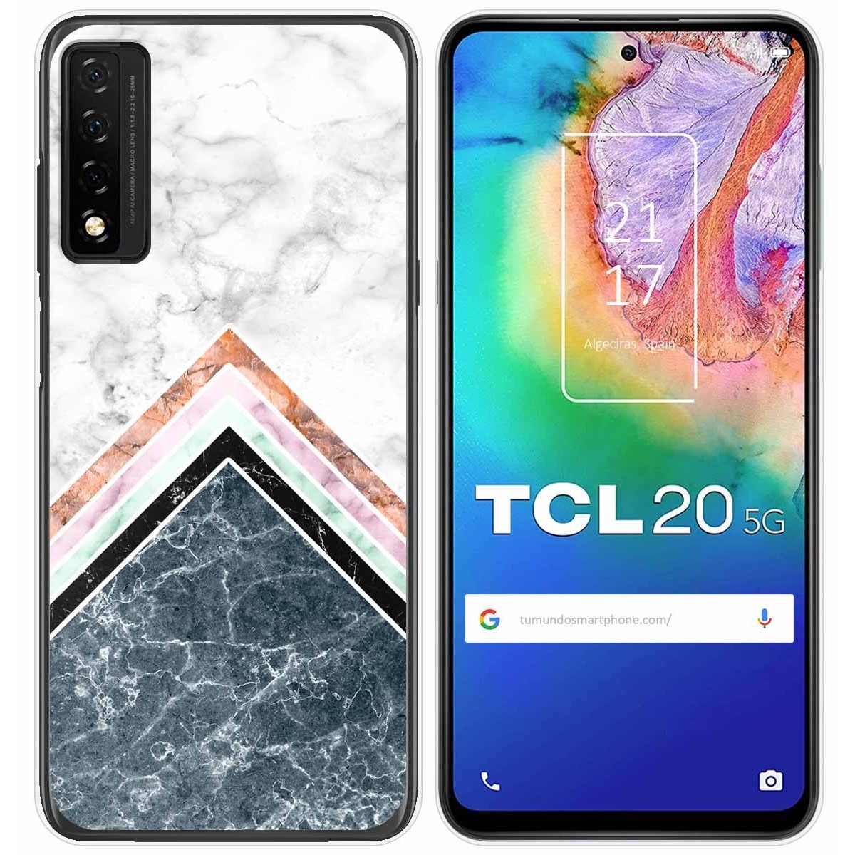 Tumundosmartphone Funda Gel Tpu para TCL 20 5G diseño Mármol 05 Dibujos