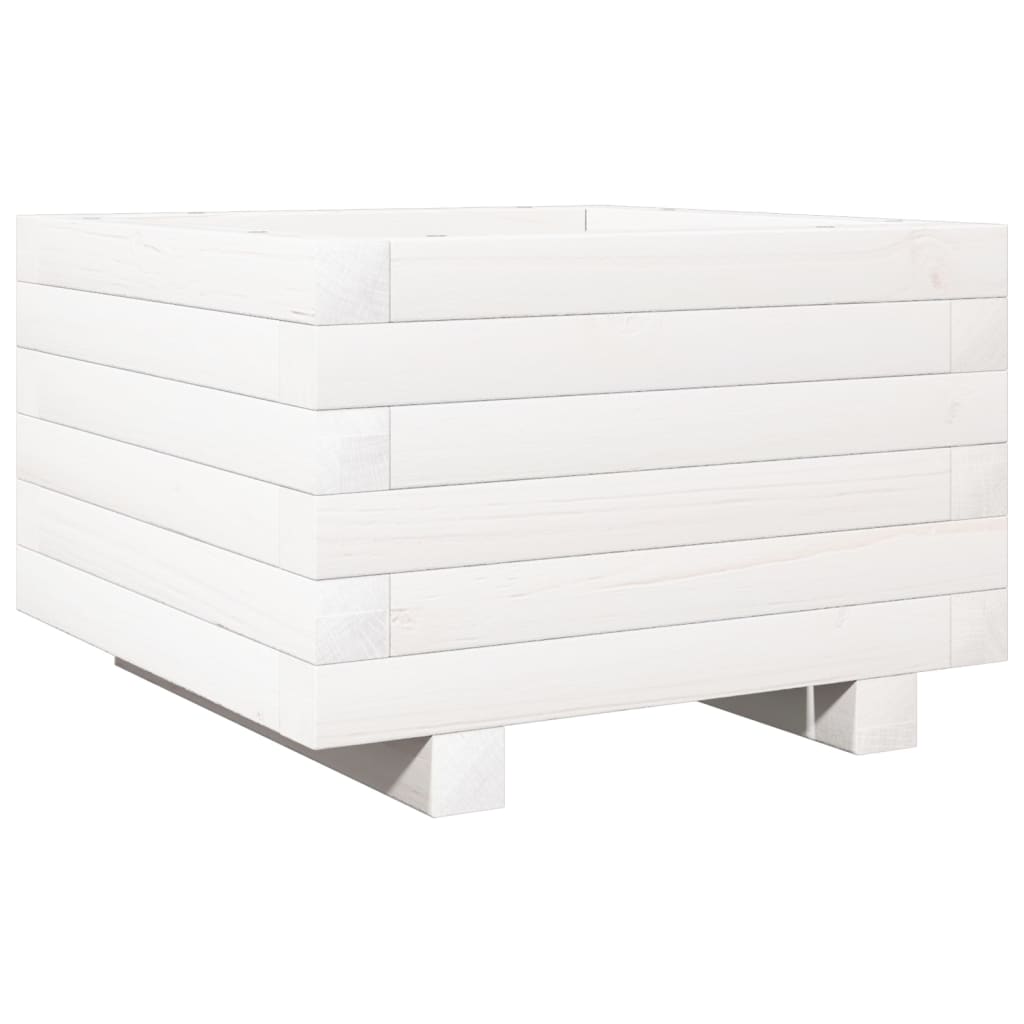 vidaXL Jardinera madera maciza de pino cera 40x40x26,5 cm Color Pino natural,  Blanco,  Marrón cera y mas