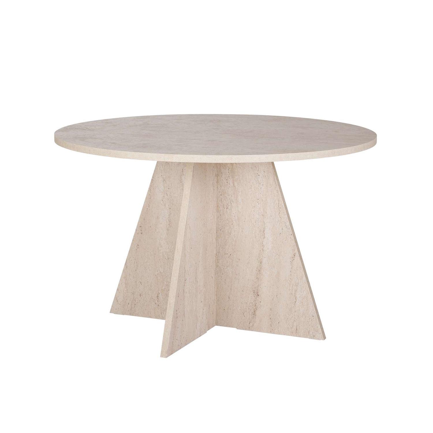 Mesa de comedor redonda bethany travertino para hogar moderno  - Homekit