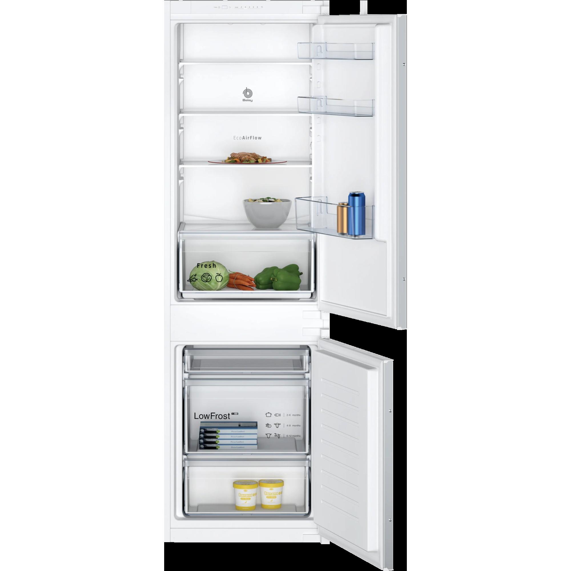 Balay - Frigorífico combi integrable 3KIE711S de 267 L (183+84 L), clase energética E, blanco, altura 177 cm, ancho 54 cm, diseño cíclico sin No Frost para cocina moderna