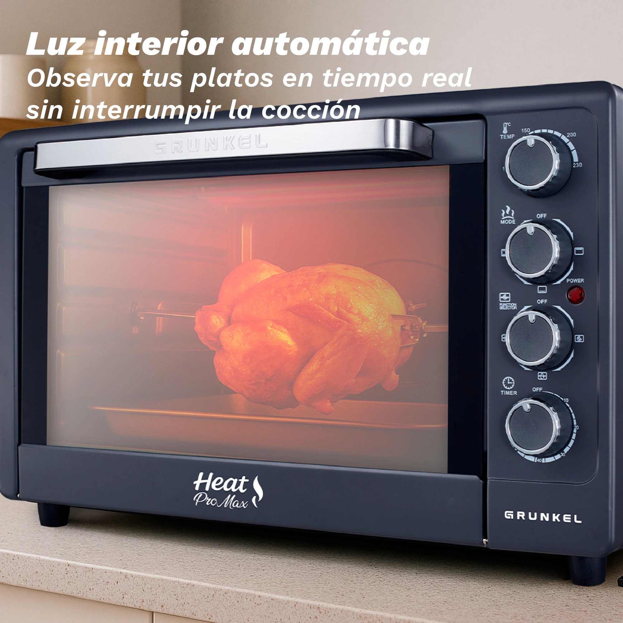 Horno sobremesa Grunkel HR48PROMAXI  | 48L, Negro, Inox