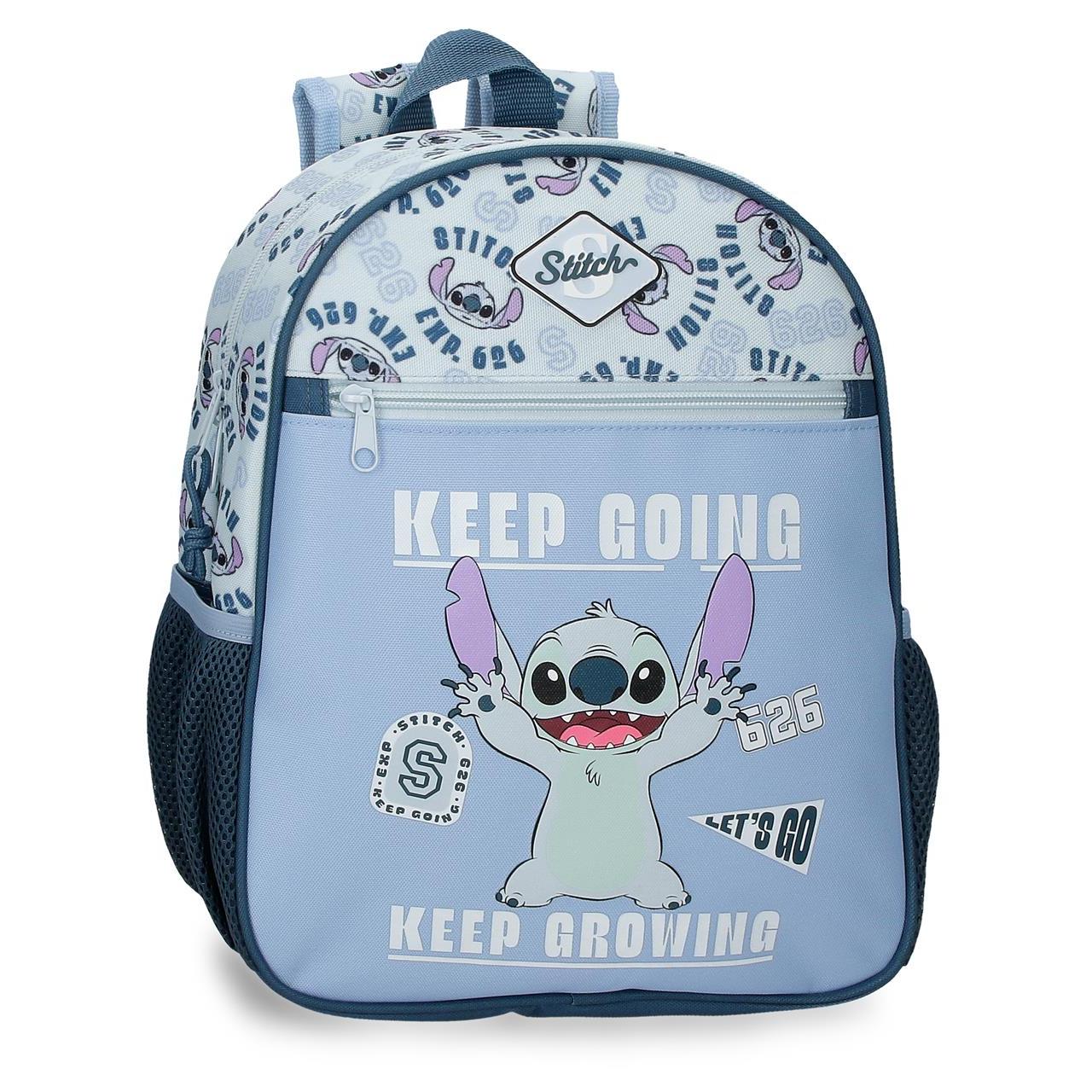 Mochila escolar adaptable a carro Disney Stitch keep going marino