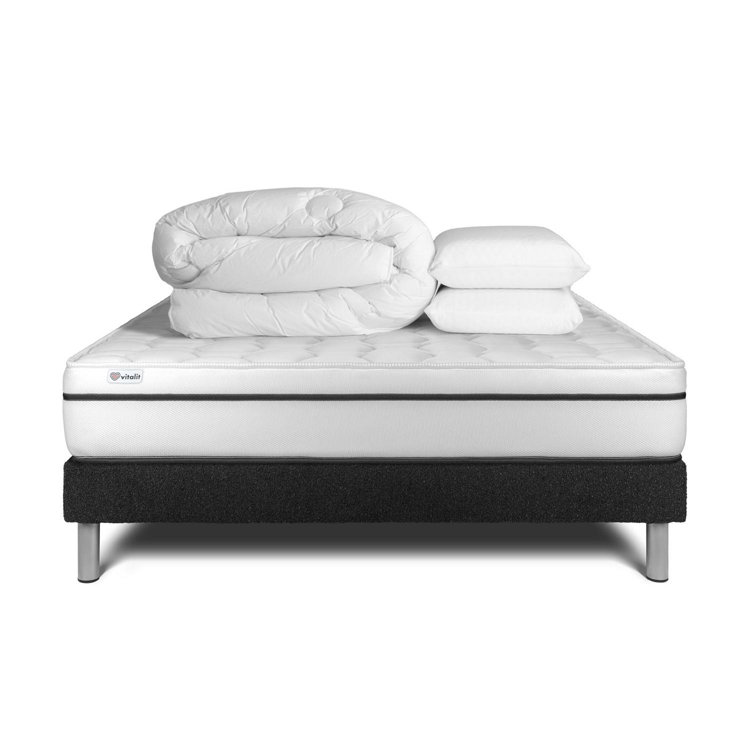 Pack cama completa - Colchón 200x200cm + Somier con láminas (kit) + 2 almohadas + Edredón - Vital Spa