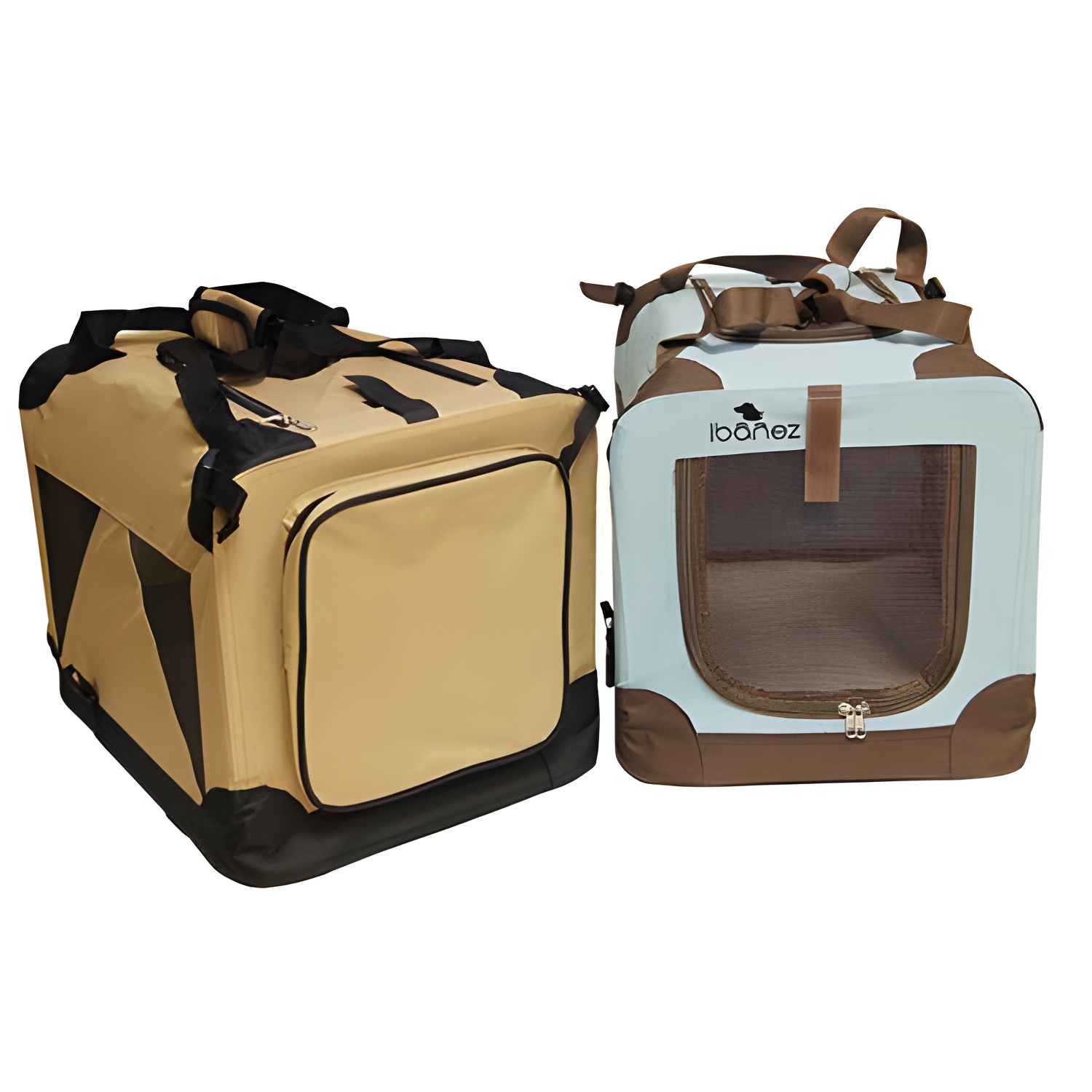 Ibañez Jaula de Loneta Plegable para Perros y Gatos - Camel 91x63x63 Cm