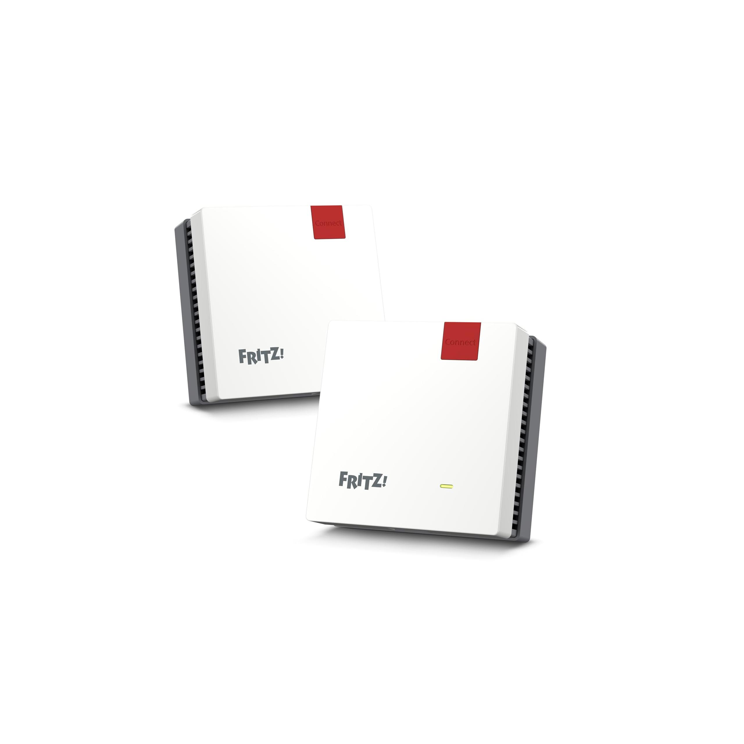 Fritz! Mesh Set 1700 - Juego de 2 Unidades | Wi-Fi rápido 7 hasta 3.600 Mbps | Cobertura WiFi para 3-5 Habitaciones | Ideal para enrutadores de Internet o módem de Fibra óptica (ONT) | Fácil