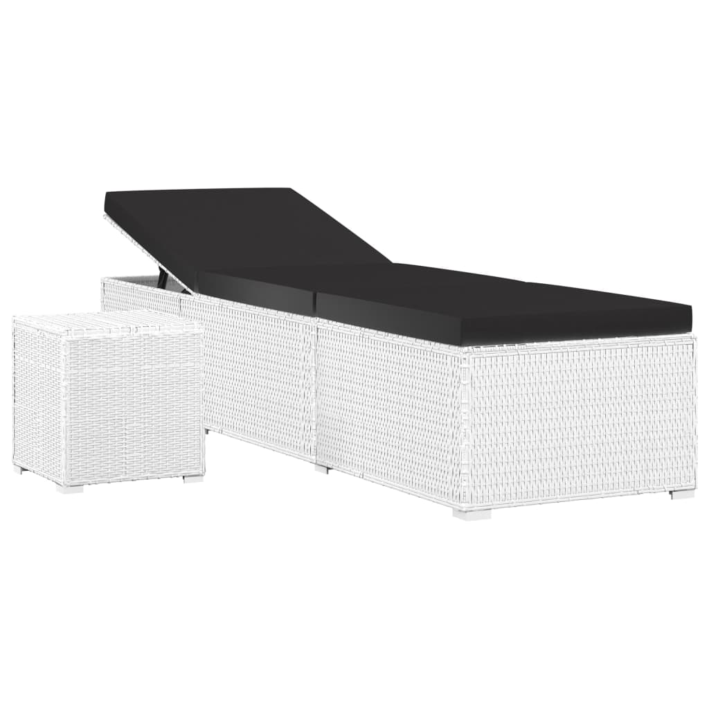 Vidaxl Tumbona de Jardín con Cojín y Mesita Ratán Sintético Blanco Crema