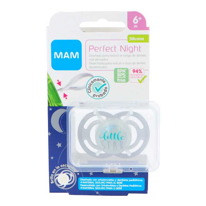 Mam Chupete Perfect Night 6+ Silicona 1Ud Gris