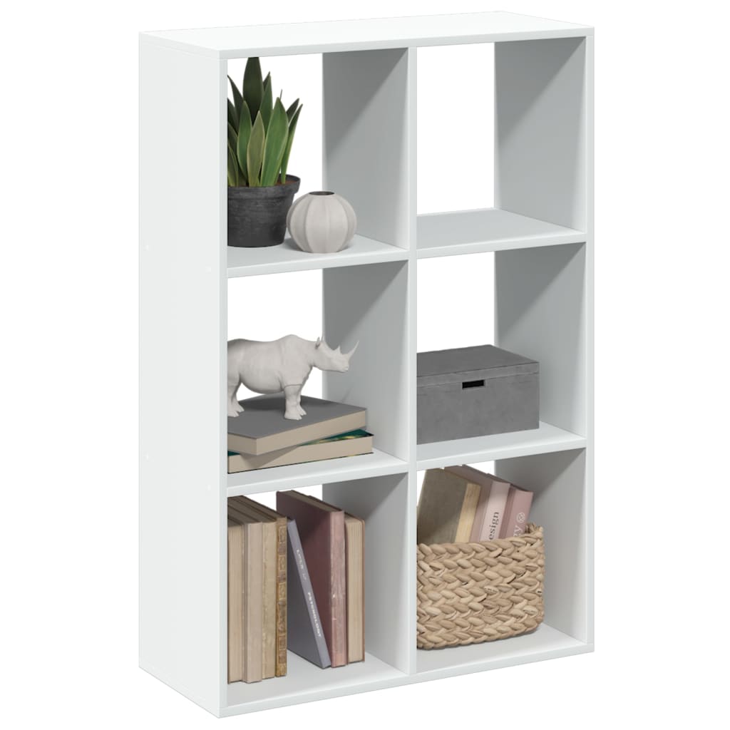 vidaXL Librería divisora madera ingeniería 69,5x29x103,5 cm en color Blanco/Madera antigua/Gris hormigón y más