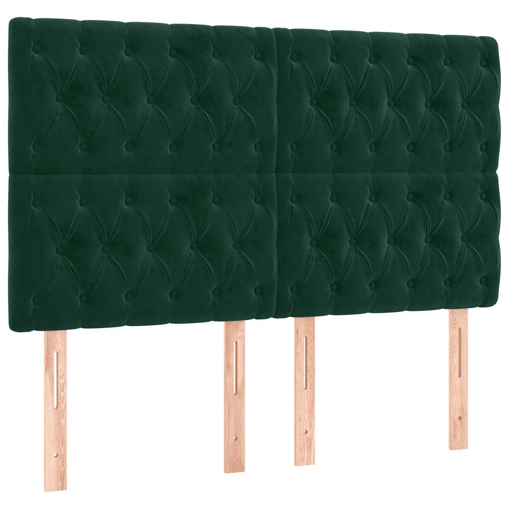 vidaXL Cabecero con luces LED terciopelo verde oscuro 144x7x118/128 cm