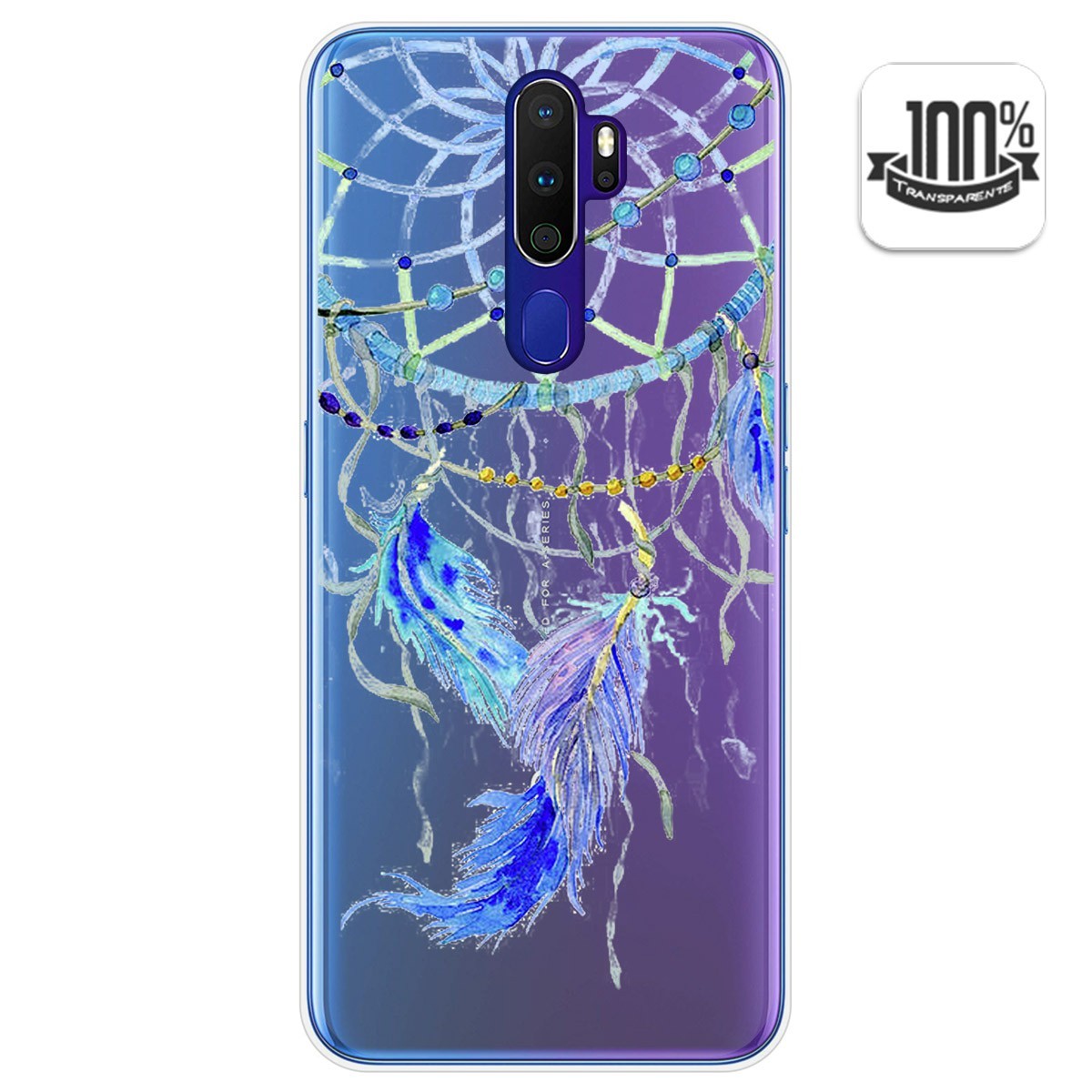 Tumundosmartphone Funda Gel Transparente para Oppo A9 2020 diseño Plumas Dibujos