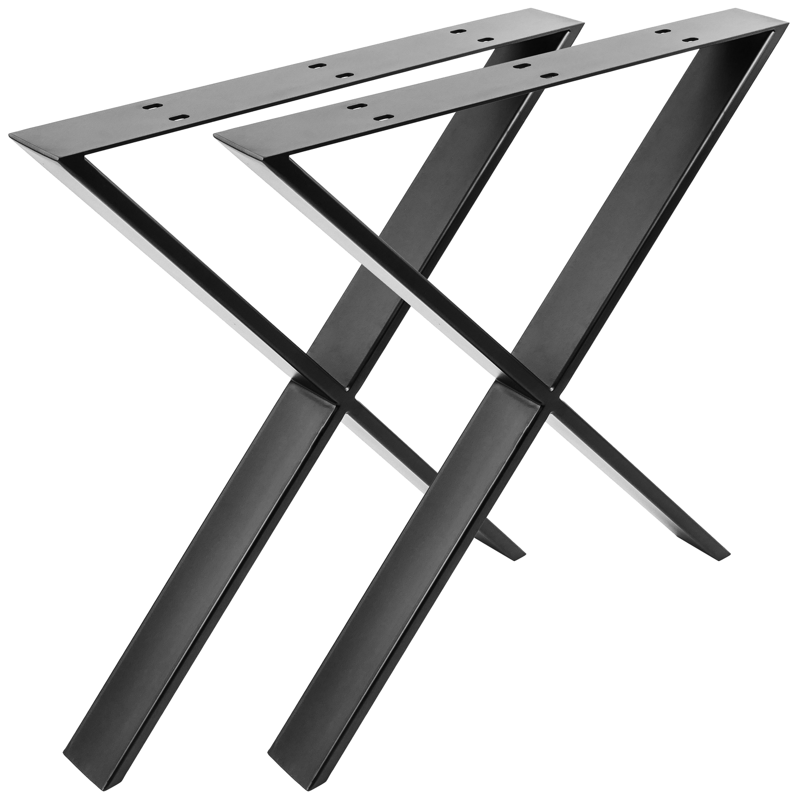 Pies en 'X' para mesa. Patas en acero negro 680 x 80 x 710 mm 2-pack - PrimeMatik