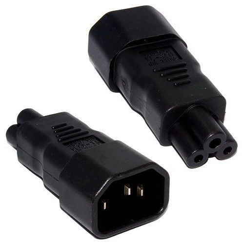 CABLEPELADO Adaptador alimentación IEC C14 Macho a C5 Hembra | IEC320 Macho C14 a C5 Hembra | C14 a C5 | Tensión Nominal 110V-250V | Corriente Nominal 10A-16A. | Potencia Nominal: 2000W | Negro
