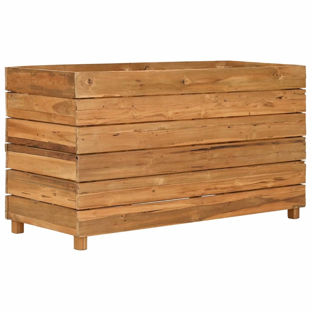 Vidaxl Arriate Elevado de Madera de Teca Reciclada y Acero - 50 X 40 X 38 Cm