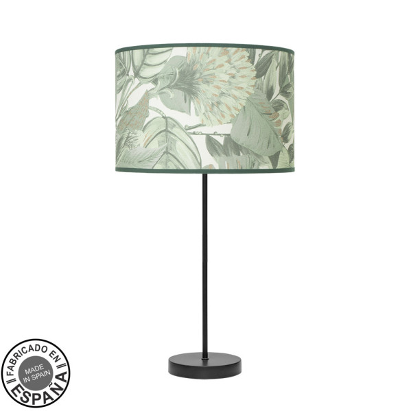 Sobremesa alto moda 1xe27 negro/hoja verde 63x30x30 cm