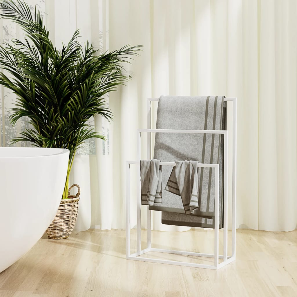 vidaXL Toallero de Pie de Hierro Estantes Almacenamiento para Ropa Color Blanco,  Dorado,  Negro y mas