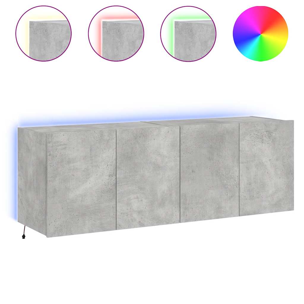 vidaXL Muebles TV de pared luces LED 2 uds gris hormigón 60x35x41 cm