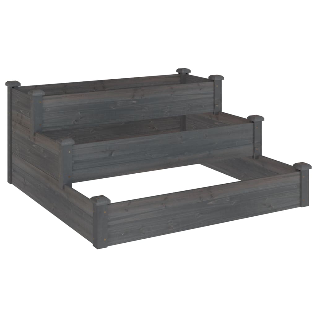 vidaXL Jardinera arriate madera maciza de abeto 120x120x56 cm Color Natural,  Marrón,  Gris y mas