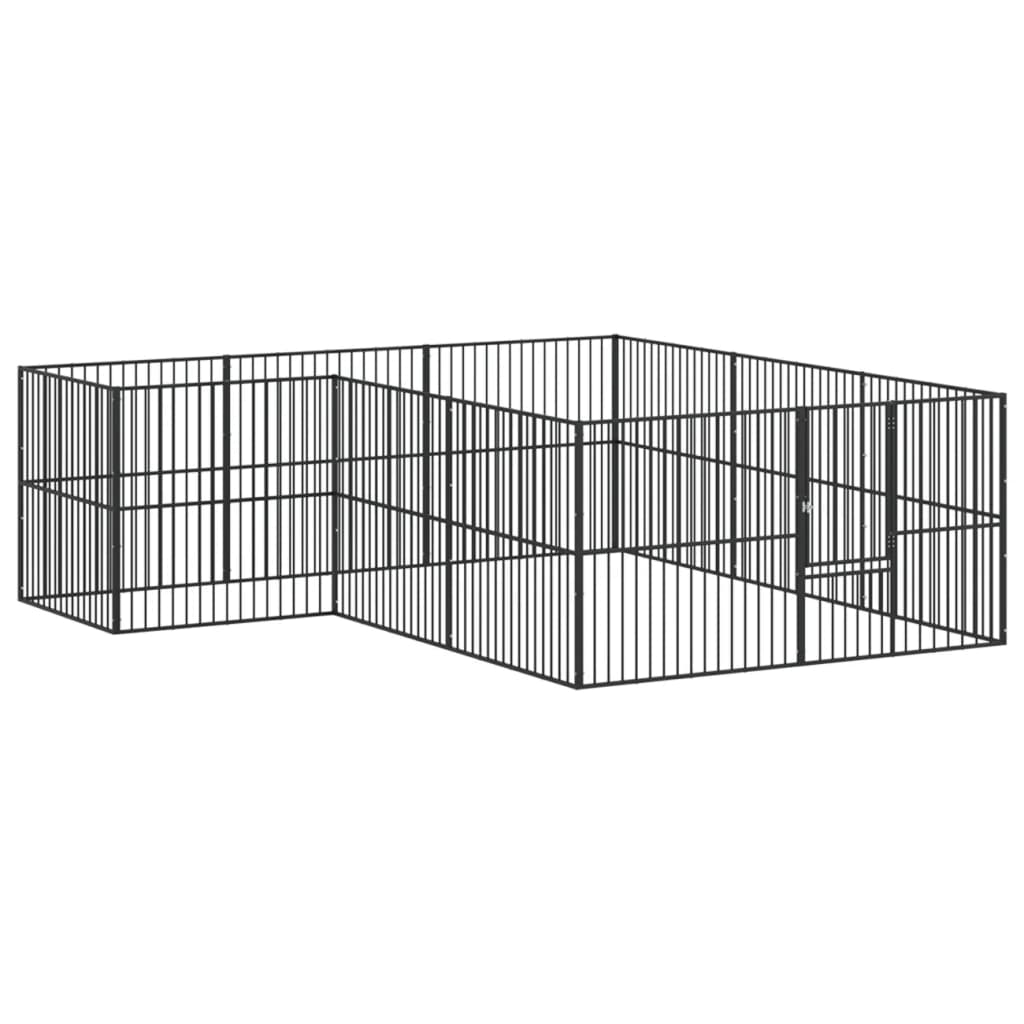 vidaXL Corralito para Perros con paneles Jaula Caseta Acero Galvanizado Negro Dimensiones 100x100x100 cm (4 paneles),  300x100x100 cm (8 paneles),  303x300x100 cm (12 paneles) y mas