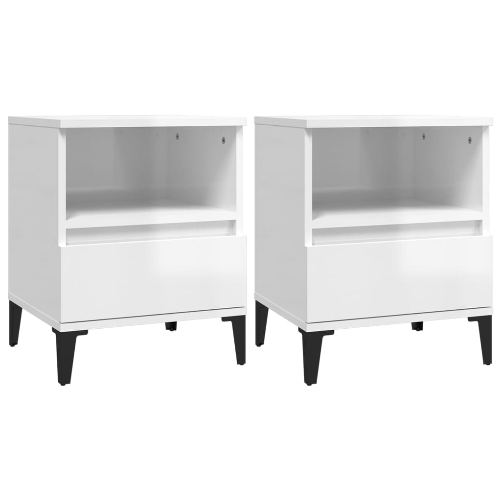 vidaXL Mesitas de noche 2 unidades color 40x35x50 cm en color Blanco/Gris sonoma/Roble ahumado y más | estructura resistente ideal para salón dormitorio o estudio