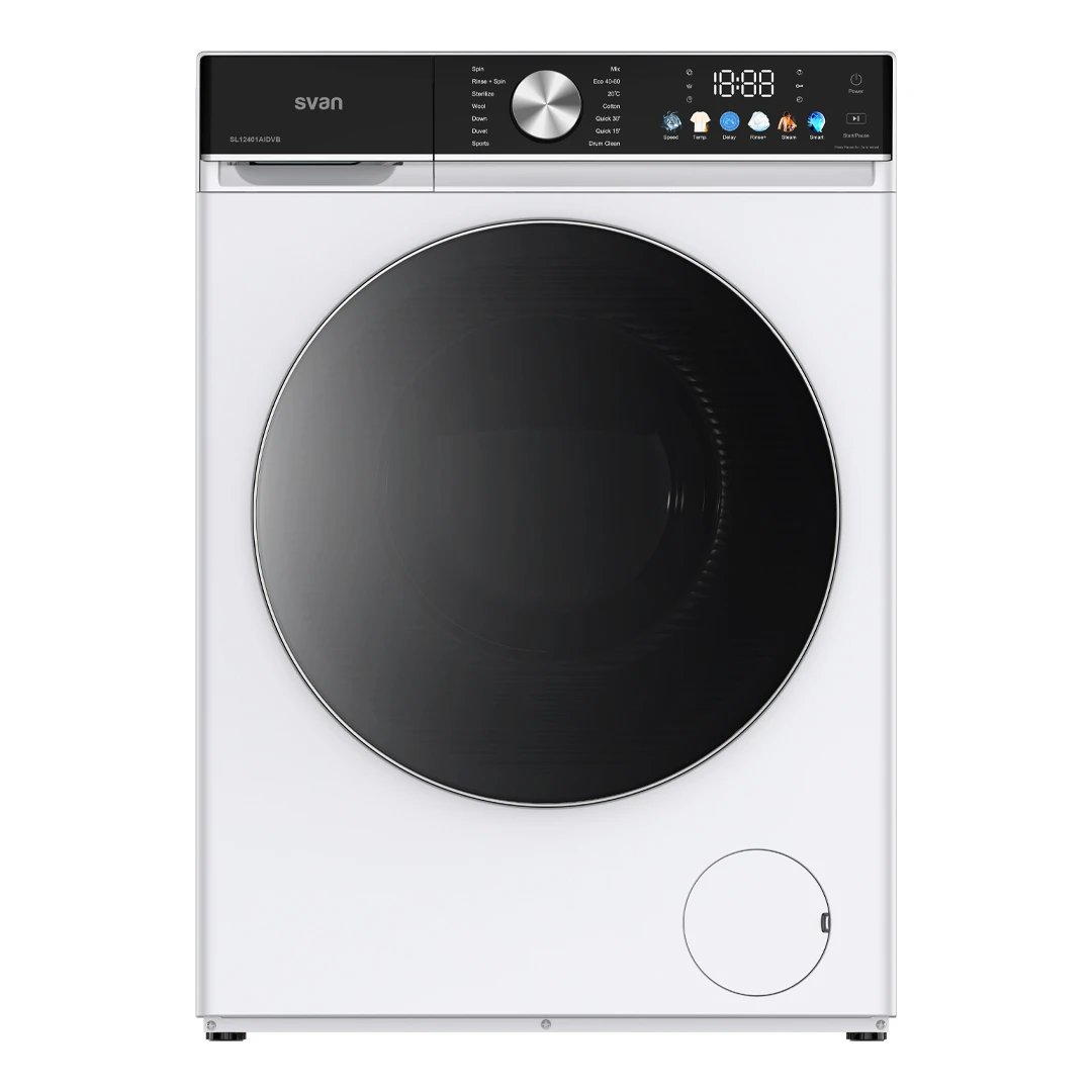 Svan - Lavadora SL12401AIDVB de 12 kg, clase energética A y centrifugado a 1400 rpm con motor Inverter para familias, carga frontal, color blanco