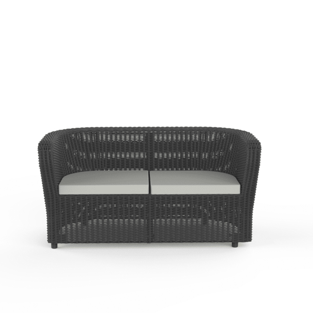 SP Berner - Sofá de Jardín y Terraza Nova Color Grafito - Sofá para exterior de 2 Plazas con Cojines - 137,8 x 68,2 x 70,6 cm - Fabricado en España con Plástico Reciclado