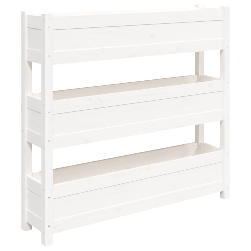 vidaXL Jardinera de madera maciza de pino 112x25x104,5 cm Color Natural,  Blanco,  Gris y mas