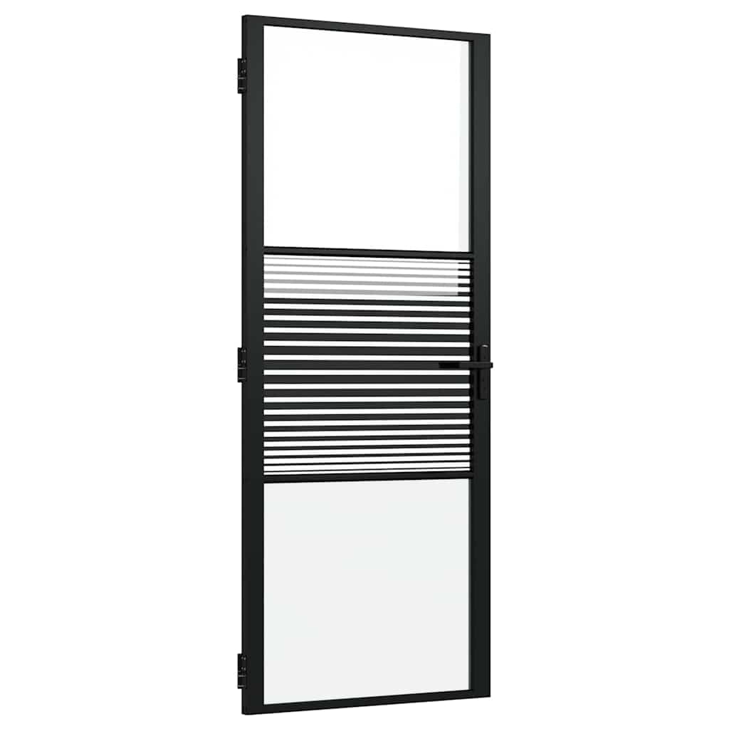 vidaXL Puerta de Vidrio Rayado Negro 83 x 3,5 x 201,5 cm Aluminio