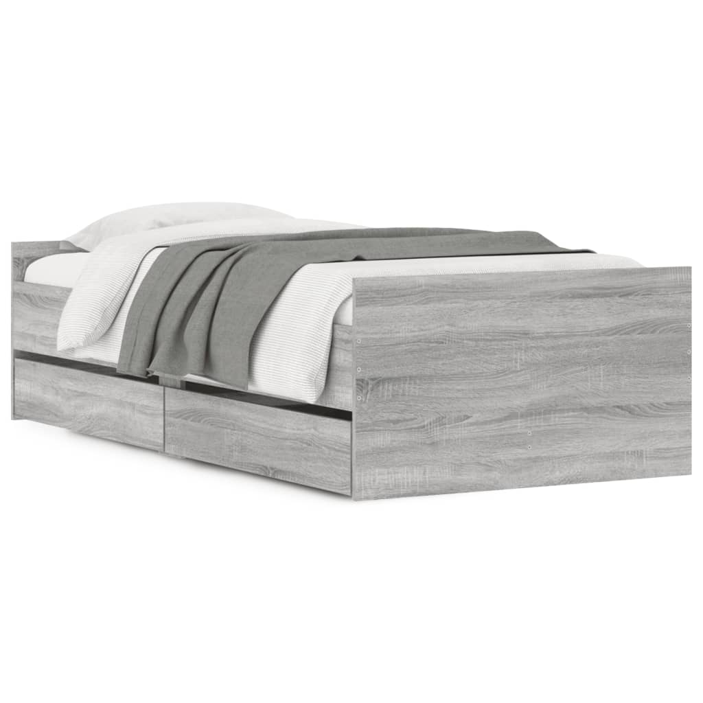 vidaXL Estructura de cama con cajones gris Sonoma 90x200 cm